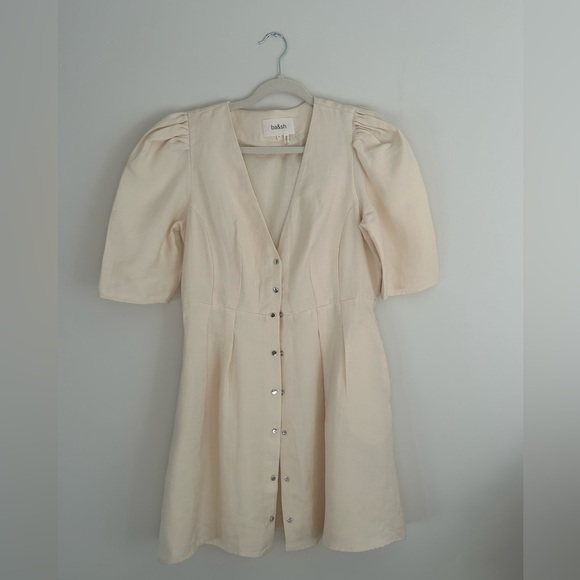 ba&sh Cream Buttoned Mini Dress - Picture 2 of 8
